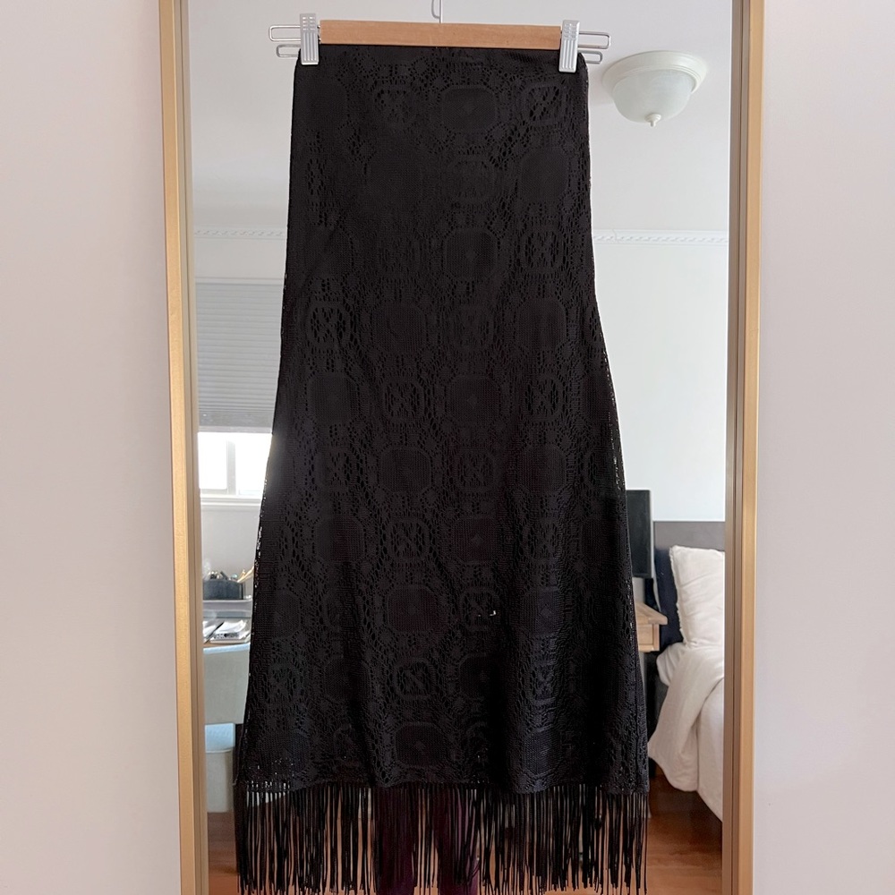 Vintage BCBG Strapless Dress with fringe